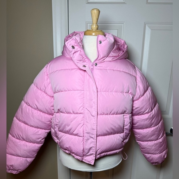 NWT Pink Puffer Cropped Jacket-Forever 21-Size Medium - Picture 11 of 11